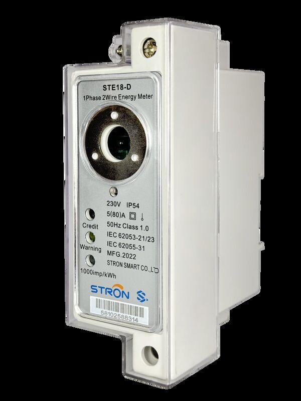 مقياس كهرباء مسبق الدفع أحادي الطور على سكة DIN، مقياس كهرباء ذكي مسبق الدفع، تردد اسمي 50-60 هرتز، يتميز بالدفع المسبق لمراقبة استهلاك الطاقة