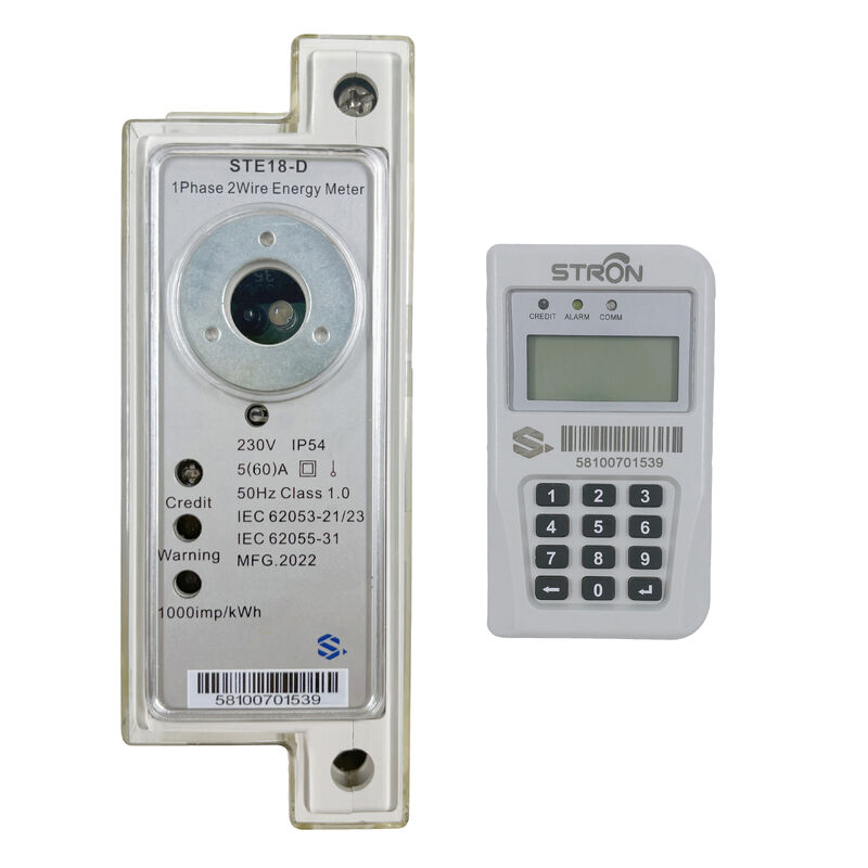 عداد أحادي الطور مسبق الدفع IP54 DIN rail يدعم بروتوكولات PLC و LoRa و RF والسلكين. دقة الفئة 1. مُحسّن لـ ومعايرة عداد الكهرباء.