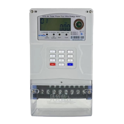 10A 3 مراحل عداد الكهرباء مسبقة الدفع ، 400imp / KWh STS عداد الدفع المسبق
