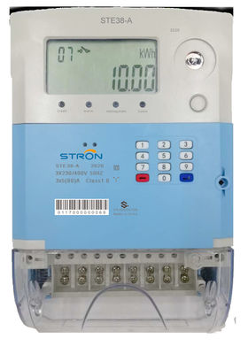 STE38-G GPRS Stron STS قياسي الدفع المسبق ثلاثي الطور رباعي الأسلاك عداد الكهرباء