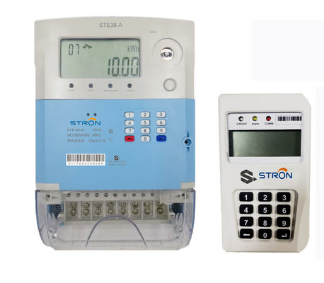 STE38-G GPRS Stron STS قياسي الدفع المسبق ثلاثي الطور رباعي الأسلاك عداد الكهرباء
